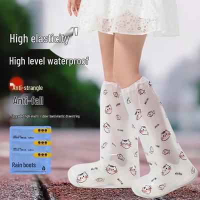 Прозрачные водонепроницаемые нескользящие высокие бахилы от дождя для детей и взрослых