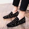 2024 Новые Брендовые Черные Шипы Мужские Лоферы Роскошные Туфли Джинсовые И Металлические Блестки Высокого Качества Повседневная Мужская Обувь Свадебные Туфли На Плоской Подошве