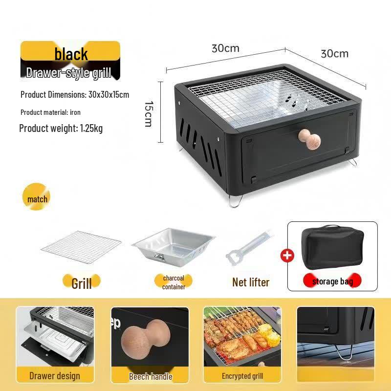Oeny Portable Charcoal BBQ Grill and Fire Pit