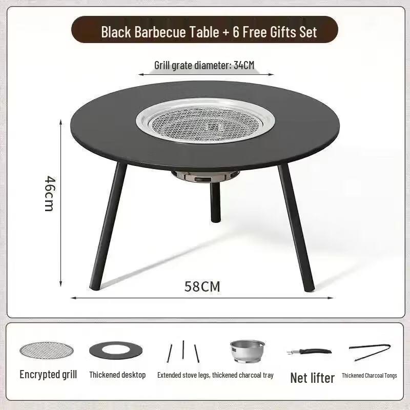 UOSUUOSU Outdoor Carbon Steel Folding Hearth Tea Table