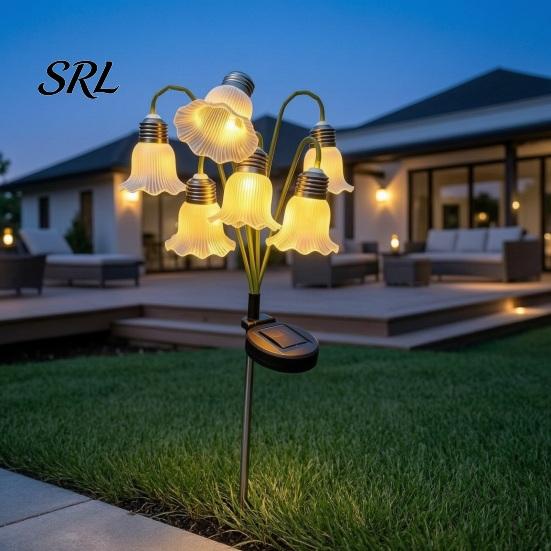 Atmosphere Lights for Terrace 6 Head Lily Solar Garden Light, IP44 Waterproof Flower Ornaments Outside Stake Lamp Yard Patio, Outdoor Pathway