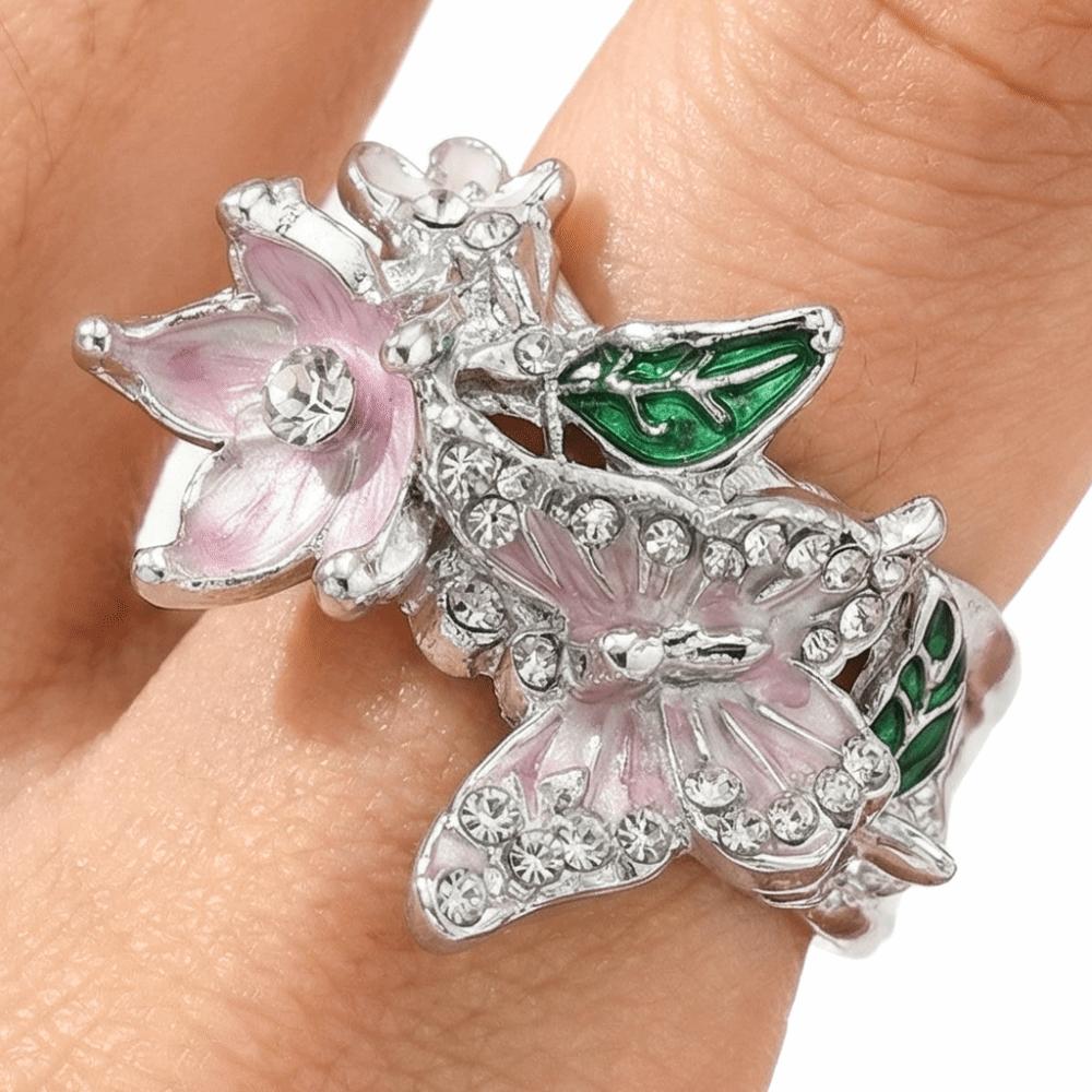 Oil Dripping Butterfly Ring Elegant Finger Jewelry Sweet Opening Finger Ring  Ladies Jewelry