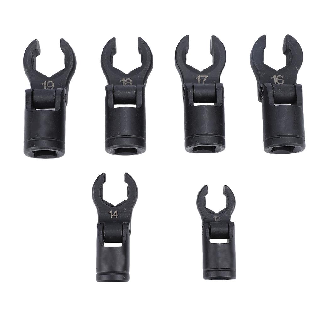 6PCS Crows Foot Wrenches 1Celsius2 3Celsius8 Inch Drive 6 Point Socket Flexible Head Fuel Line Wrench Set 12mm 14mm 16mm 17mm 18mm 19mm Opening