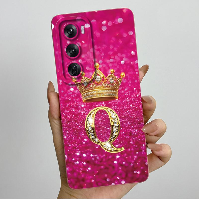Чехол для OPPO Reno 12 Pro 5G С буквенным принтом Корона Жидкий силикон Чехол для телефона Для OPPO Reno12 Reno 12 12Pro Coque CPH2625 CPH2629 Funda