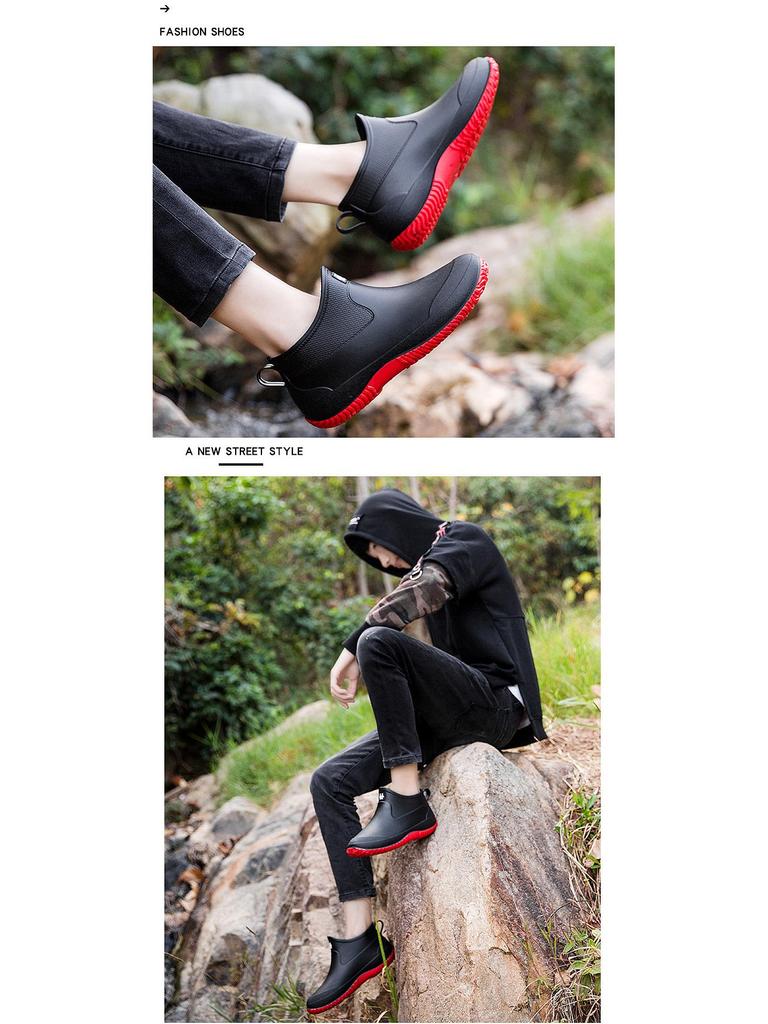 Short Tube Unisex Rain Boots: Lightweight, Waterproof, Low-top Rubber Shoes for Outdoor Use