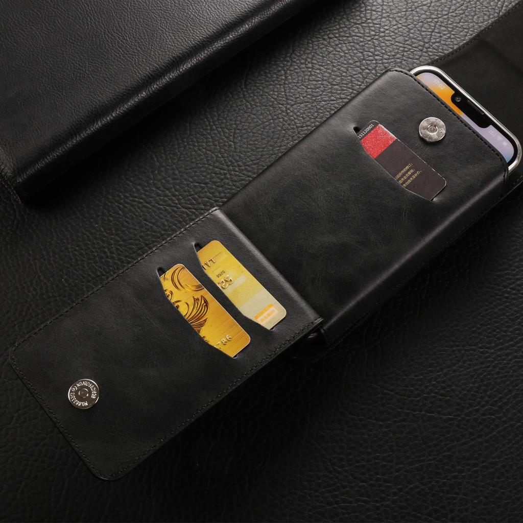 Роскошный кожаный чехол-книжка с отделением для карт и зажимом для ремня для мобильного телефона, мужская поясная сумка