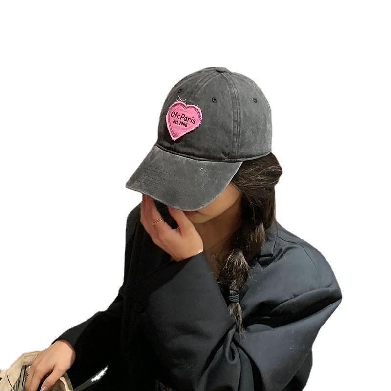 Милая бейсболка с нашивкой в виде сердца, регулируемая хлопковая шляпа от солнца для весны и лета