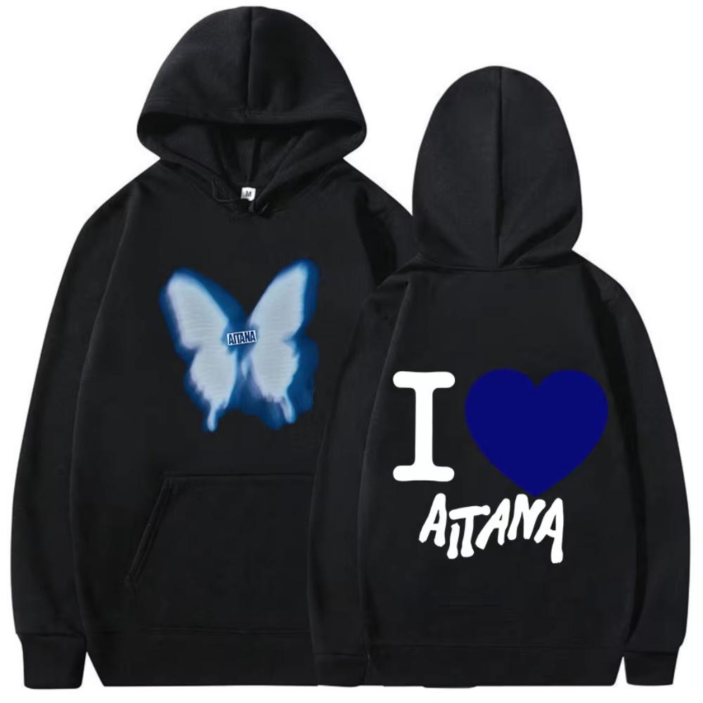 Худи с принтом-графикой 'Aitana Love' для мужчин и женщин, модный оверсайз пуловер-толстовка, ретро стиль Y2K, флисовая толстовка с капюшоном
