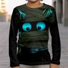 Halloween Tees 3d Skull Optical Illusion T Shirts For Children Clothes Fteenagers Boys Wear Large Eyeball T-Shirt For A Boy 2023
