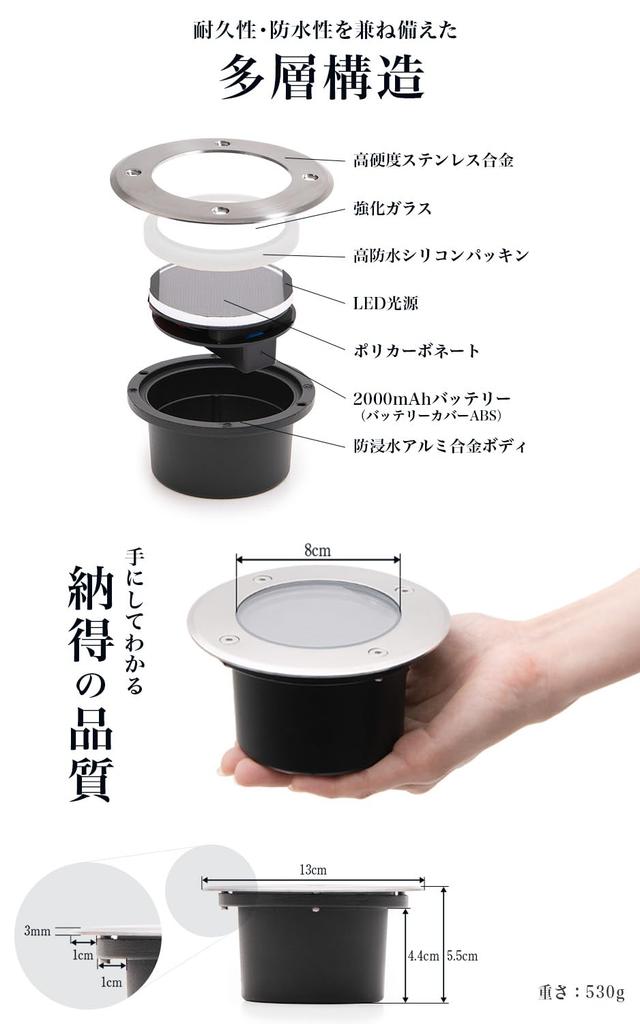 MORE Solar Stainless Automatically Turns Outdoor Garden Light Light, Recessed, Steel, Waterproof, White, On,