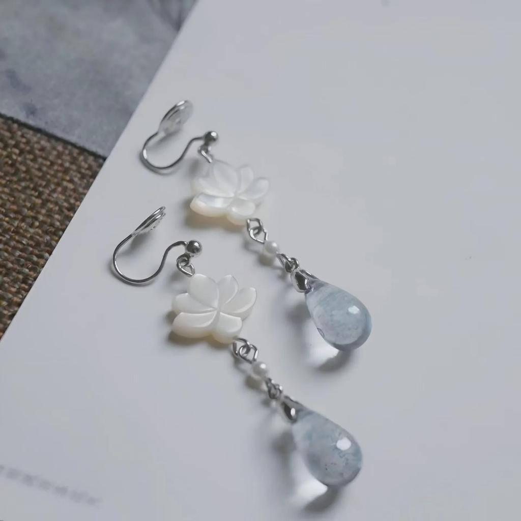 «Оригинальные серьги-лотосы»: Капли в виде ракушки в китайском стиле, простой ретро-дизайн, на застежке для женщин