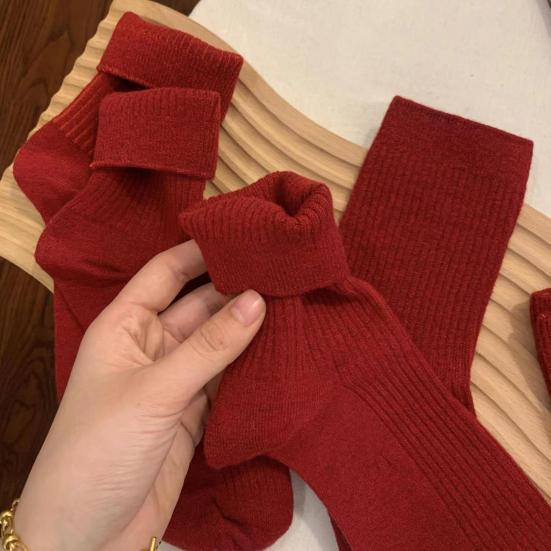 5 пар зимних носков унисекс, новогодние праздничные красные флисовые носки, толстые винтажные носки средней длины, противоскользящие, высокоэластичные спортивные носки