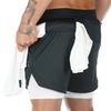 Crazy Muscle Men's Running Shorts Fitness Sports Leisure Outdoor Loose Multi Pocket Double Layer Shorts