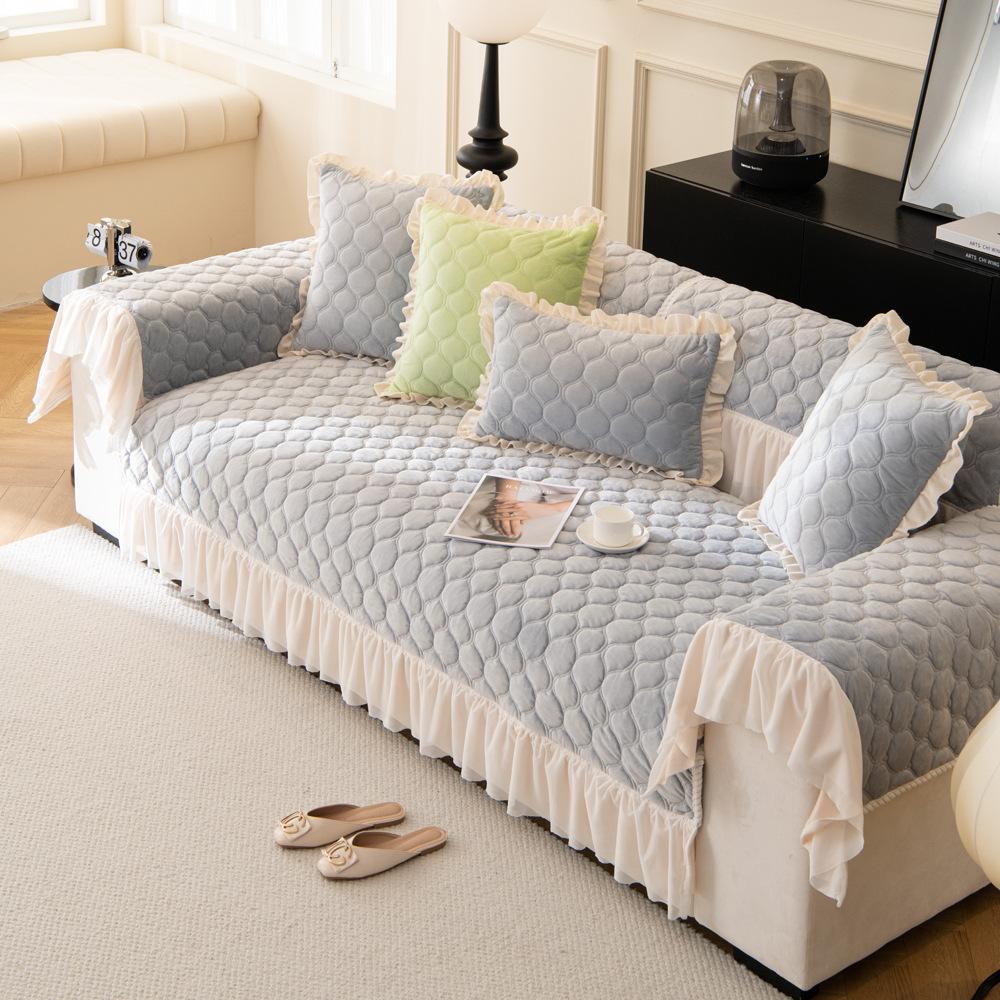 Plush Sofa Cushion French Style Sofa Cover Non-Slip Seat Cushions Cover Cloth Backrest Towel Autumn and Winter