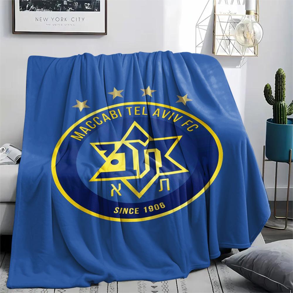 1Pc Maccabi Tel Aviv FC Print Flannel Blanket High Quality Warm Comfortable Cover for All Seasons Perfect for Gifts Home Decor