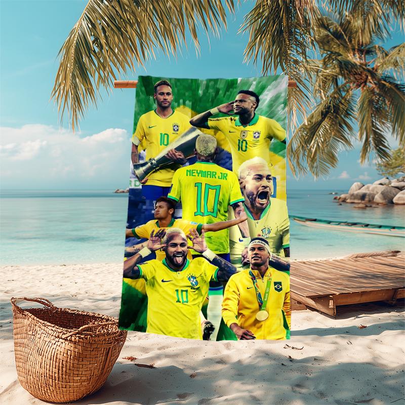 1pc Brazilian Football Celebration Microfiber Quick Dry Beach Towel Absorbent Soft Oversized Sand Free Towel for Travel Pool Gym Swimming Yoga 20a119