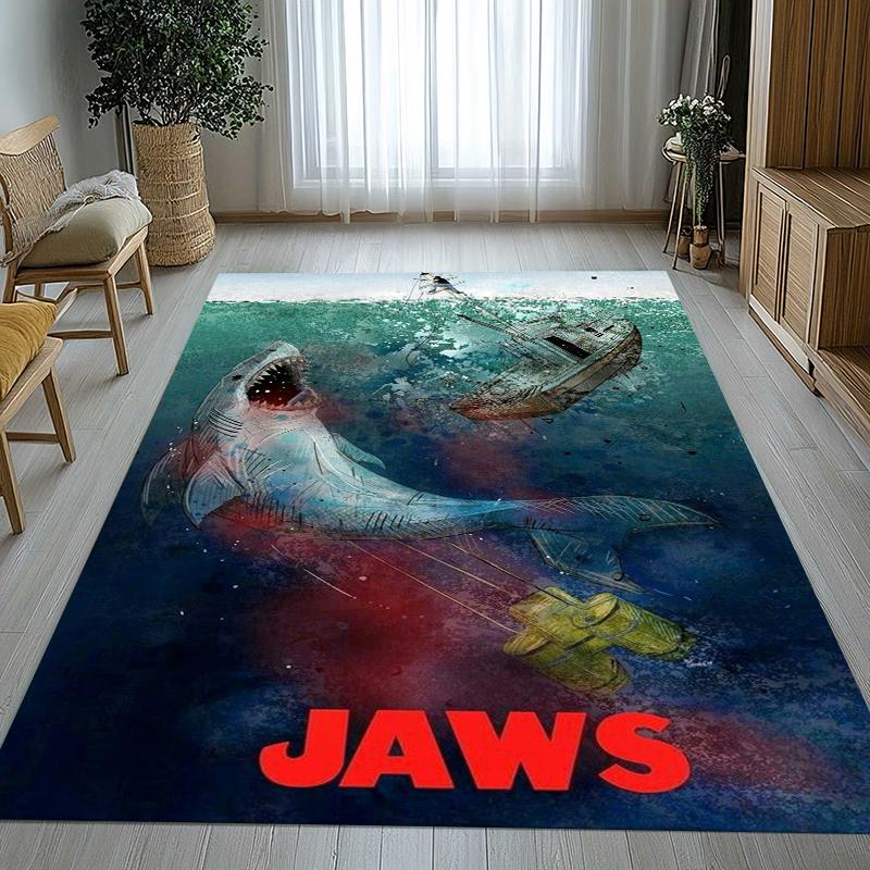 Horror Movie Jaws Shark Living Room Non-Slip Area Rug Soft Carpet for Bedroom Kids Playroom Sofa,Home Decor Doormat Gift