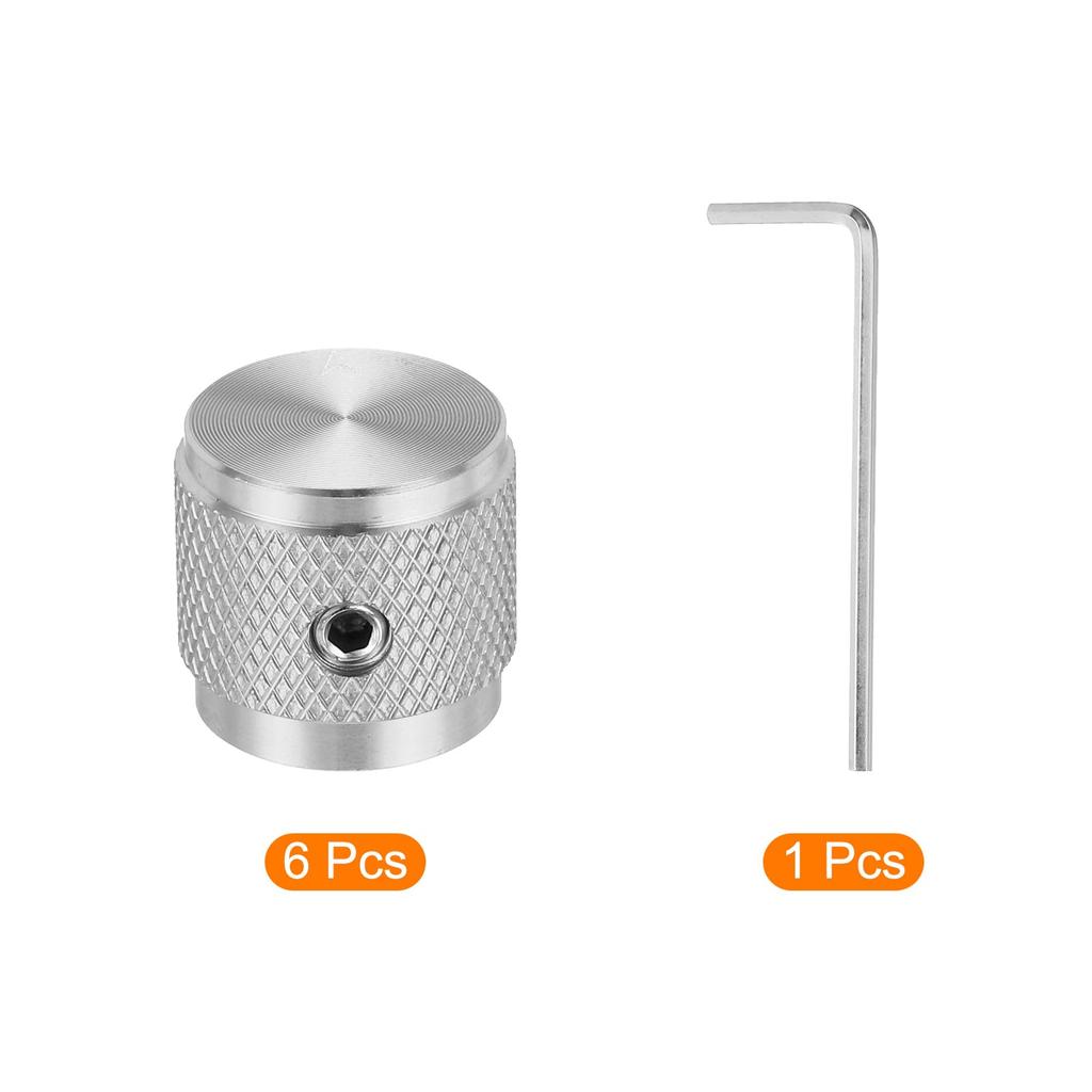 Uxcell Aluminum Potentiometer Universal Volume Tone Control Knob with Arrow Indicator for Silver 6-Piece Knob, 1/4" (6mm) Guitar, 5/8"