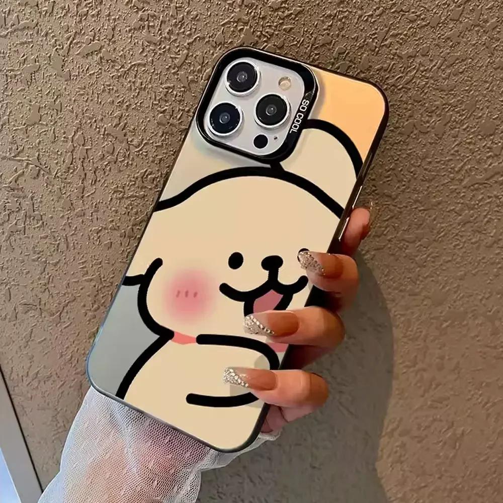 Милый Аниме Чехол для Телефона Пара Любителей Собак для IPhone 11 12 13 14 15 16 Pro Max X XS MAX XR SE 7 8Plus Ударопрочный Бампер Жесткий Чехол