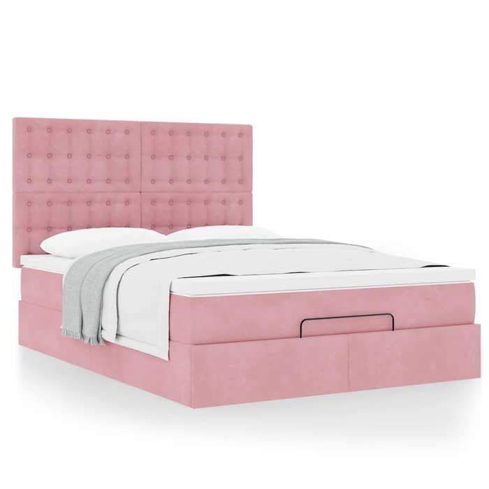 Maison Exclusive - Cadre de lit ottoman avec matelas rose 140x200 cm velours