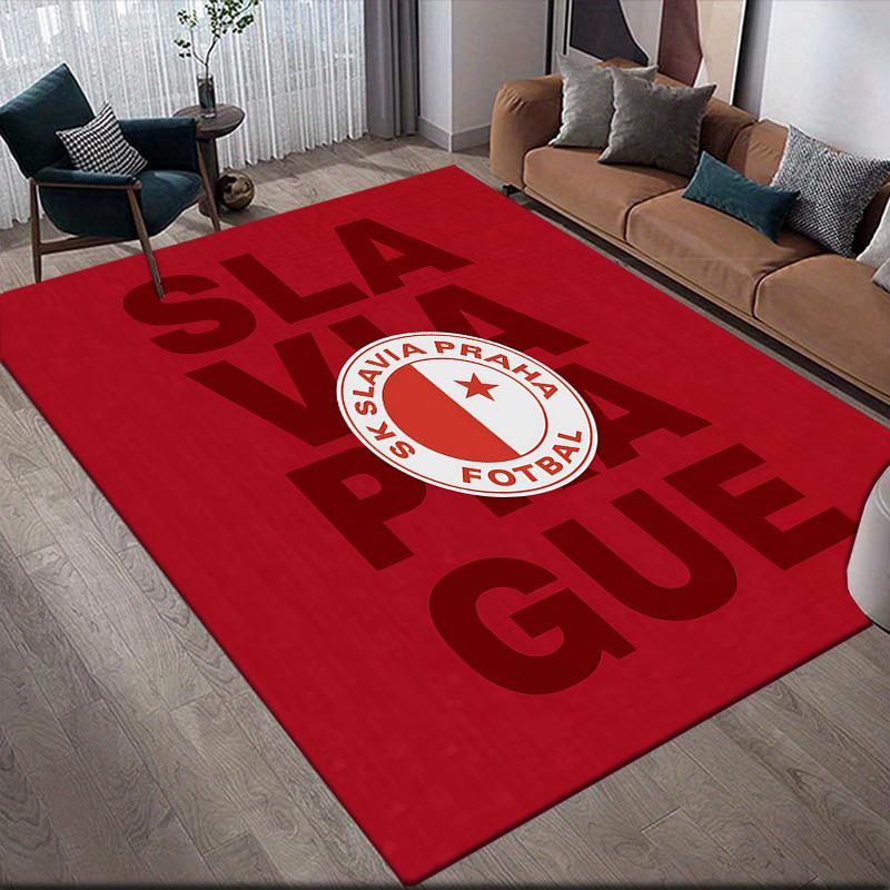 SK Slavia Praha Flannel Pattern Square Carpet,Area Rug,Carpet Rug for Living Room Bedroom Sofa Playroom Decor,Non-slip Floor Mat
