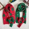 1 Pairs Christmas Tree Red Knitted Scarf Women's Match Christmas Gift Autumn and Winter Warm Neck Protection Scarf Green Scarf