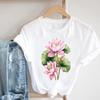 (Asian Size) Short Sleeve T Shirt Lovely Flower Style Trend Fashion Women Casual Tee Top Clothing Print Ladies Female Graphic T-shirts