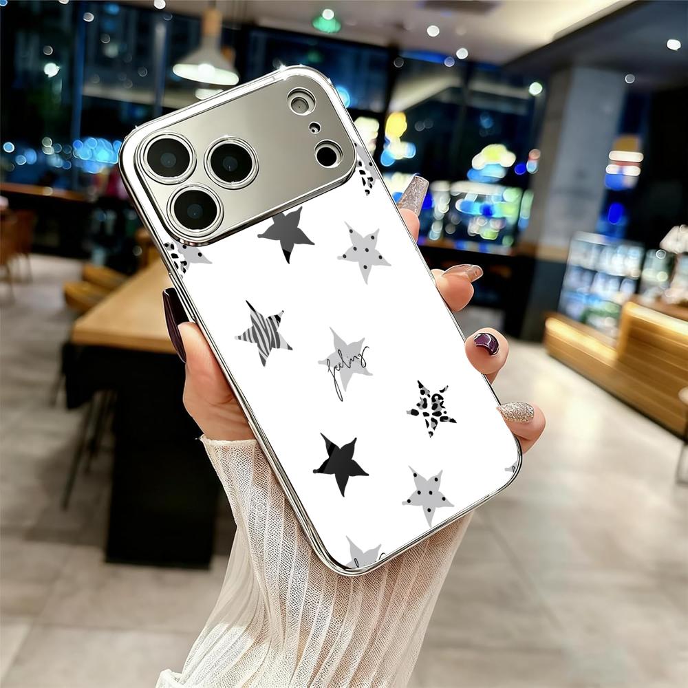 Fashion Leopard Cute Phone Case For iPhone 17 16 15 14 13 12 Pro Max Plus Electroplated Metal Shockproof Bumper Case Glass Back