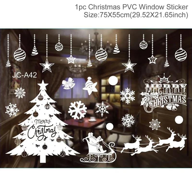 2-Piece Merry Christmas Window Sticker Ornaments Set, Xmas Navidad Natal Decor for Home, Cristmas Gifts for New Year 2026 2027