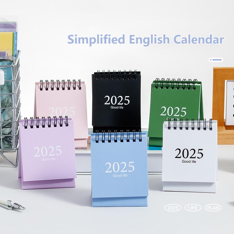 2025 Студенческое украшение рабочего стола Morandi Color Mini Calendar Simple Plan Маленький настольный календарь Милый ежедневник Офисные принадлежности