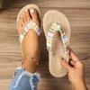 Fashion Ethnic Style Flat Heel Flip Flops Women's Fashion Trend, Anti Slip, Wear-resistant, Comfortable Soft Bottom Beach Shoes