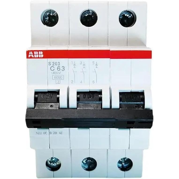 ABB S200 S203 Range 3P Miniature Circuit Breaker S200 S203 C Type MCB 1 2 3 4 6 10 16 20 25 32 40 50 63A(16A)