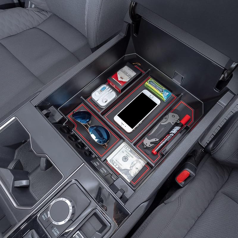 JDMCAR Органайзер для центральной консоли Совместим с -2025 2026 Toyota Tundra Аксессуары И -2026 Toyota Sequoia Подлокотник Вторичный ящик для хранения ABS