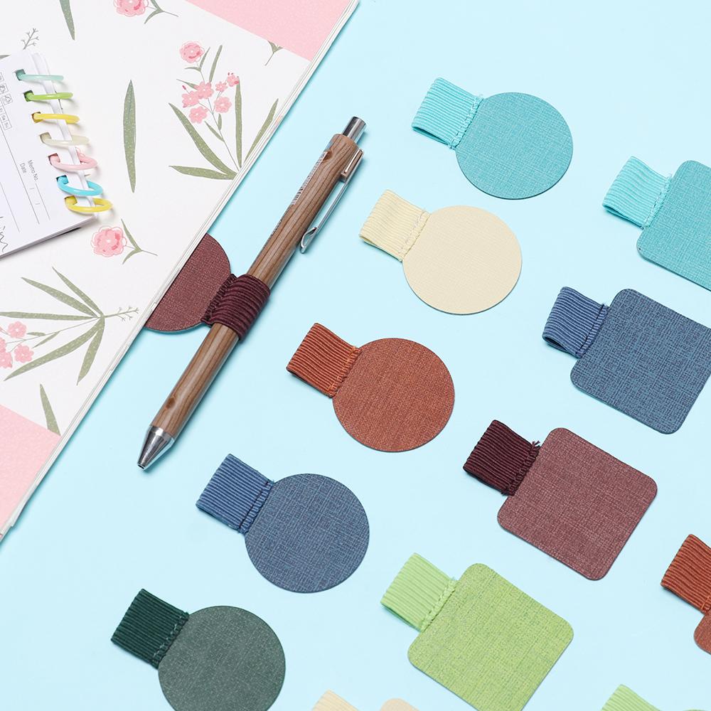 4PCS Useful Portable Convenient Notebook Self-adhesive Pen Holder Elastic Loop Leather Pen Clips