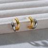 European Fashion Copper-Plated 18k Gold C-shaped Double Layer Earrings with S925 Silver Needle
