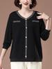 Plus Size Women's Long Sleeve Pure Cotton T-Shirt for Spring & Autumn - Slimming, Fashionable, Loose Fit for Middle-Aged Moms