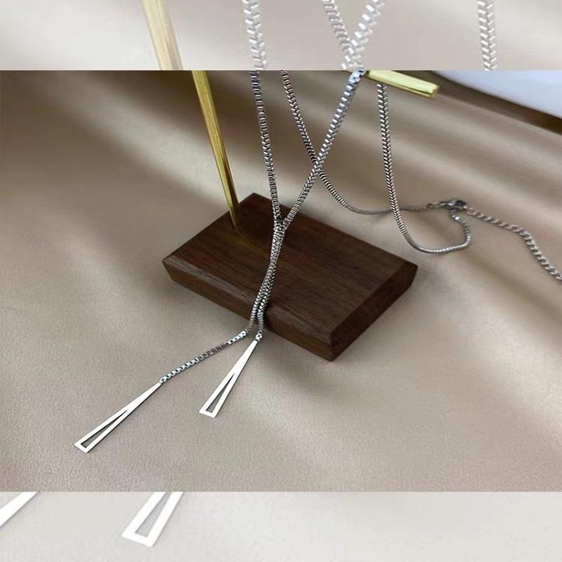 Женское ожерелье-свитер с геометрическим узором и треугольными цепочками 2022 года — высококачественные, простые и универсальные украшения для осени и зимы