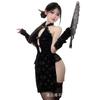 Sex Underwear Sexy Classical High Split Lace Cheongsam Deep V Uniform Breast Set Pajamas Women
