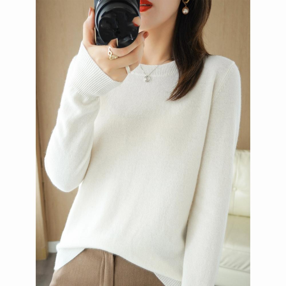 Свитера с круглым вырезом, пуловер, женский теплый свитер с длинными рукавами, однотонная рубашка на осень-зиму, кашемировый стиль для путешествий