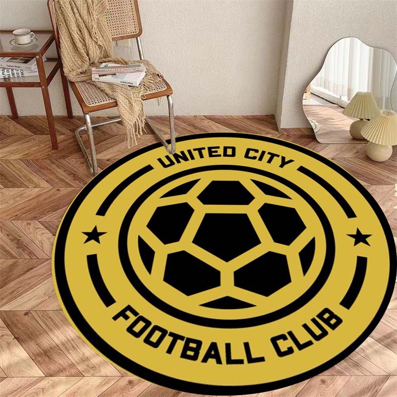 United City FC Hexagonal Soccer Star Circular Area Rug Football Club Round Floor Carpet Sports Fan Living Room Bedroom Home Decor Mat