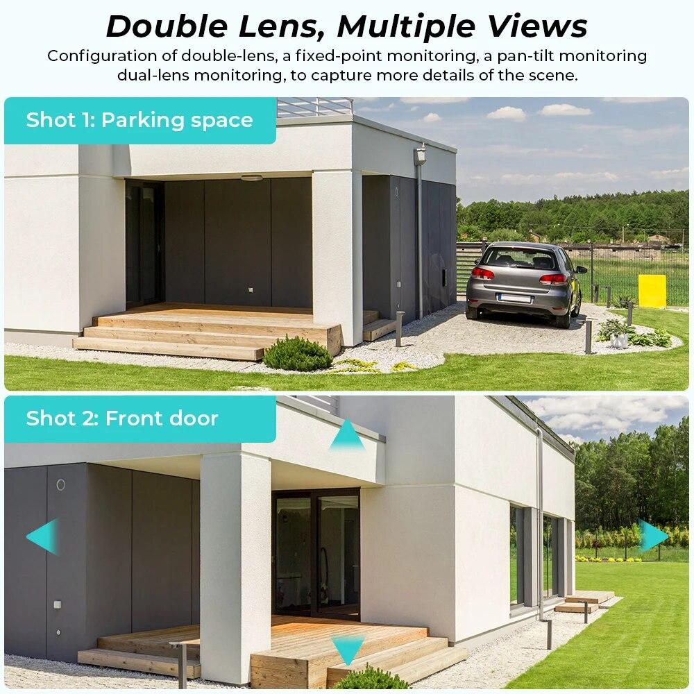 8MP 4K Wifi IP Camera Outdoor 4X Zoom Dual Lens Dual Screens PTZ Camera Ai Auto Tracking CCTV Surveillance Video Camera ICSEE