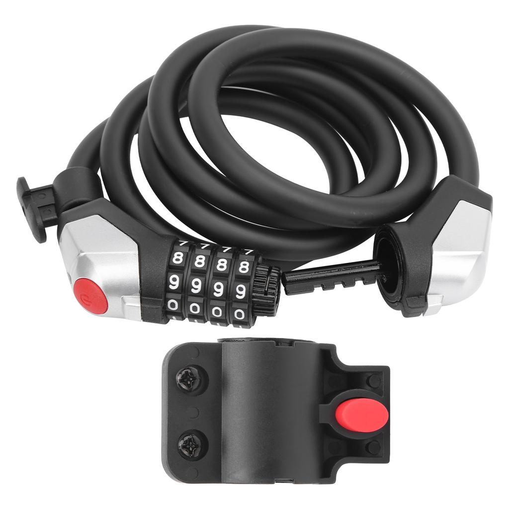 150cm 59in Cycling Security Cable Lock 4 Passwords Steel Keless Locking Bicycle Accessory