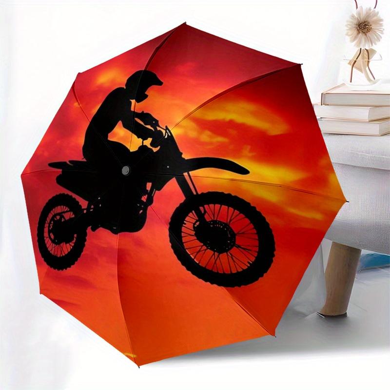 1pc Motorcycle Sunset Themed High-quality Umbrella,Automatic Opening and Closing Umbrella,Multi-functional Umbrella G0811055