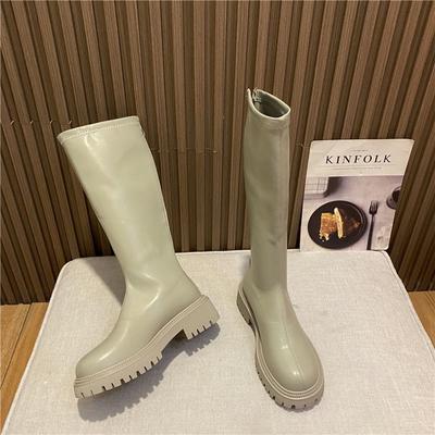 Модные высокие сапоги для женщин Модные сапоги на платформе Длинные сапоги женские Осень Зима 2024 Новые Черные Водонепроницаемые Резиновые Сапоги до колена