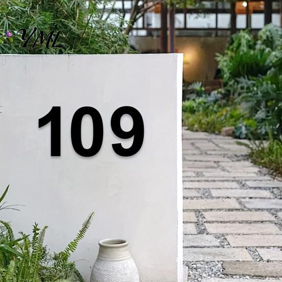 Wall Mount Address Number 3D House for Outside, Modern 0-9 Floating Numbers, Outdoor Mounted Numbers Weather-proof Metal Sign Door, Mailbox,