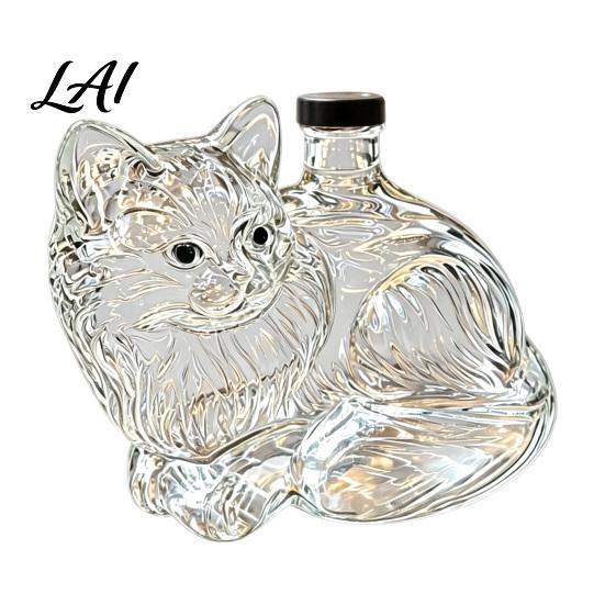 Decorative Glassware for Tavern Cute Kitten Shaped Whisky Decanter High Borosilicate Glass Artistic Animal Wine Bottle Creative Craft Home