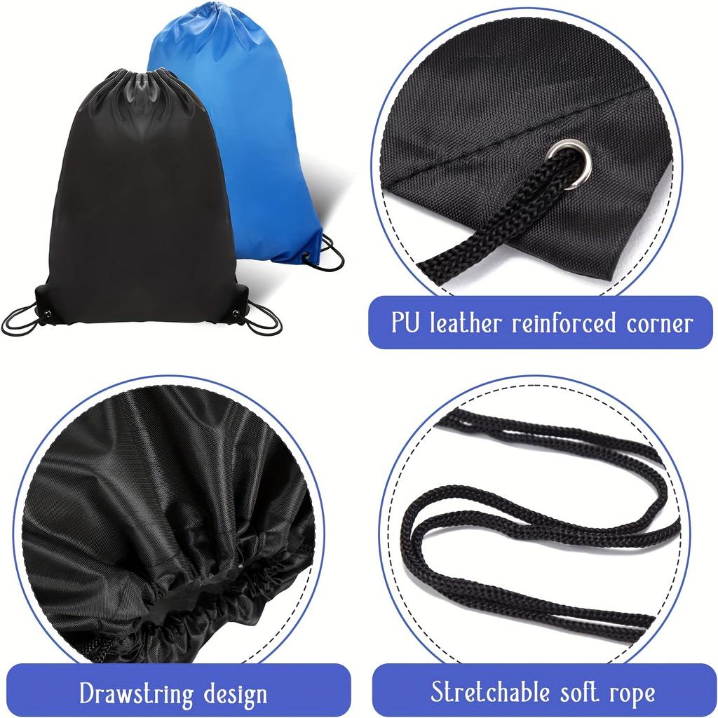 1pc Drawstring Backpack Black Gym Bulk Strapped Handbag Backpack Drawstring Backpack, Black