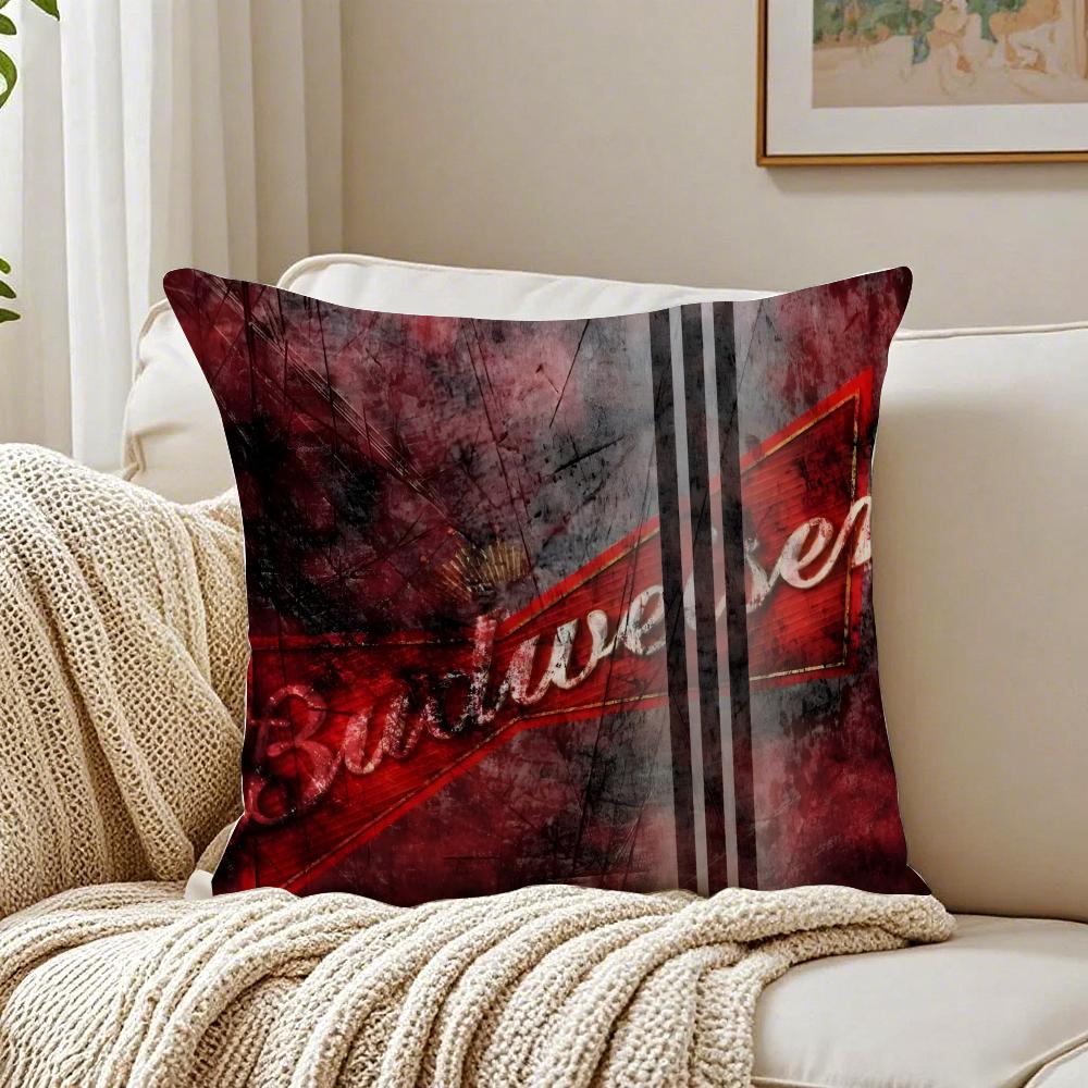 Beer Brand BBudweiser BBudvar Czech Cushion Cover Linen Pillowcase Soft for Sofa Bed Home Room Decor