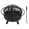 Wrought Iron Fire Pit Animal Patterns Wood Burning Fireplace for Outdoor Patio Yard Garden