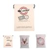 Festive Canvas Gift Bag With Reinforced Drawstring For Holiday Gift Wrap